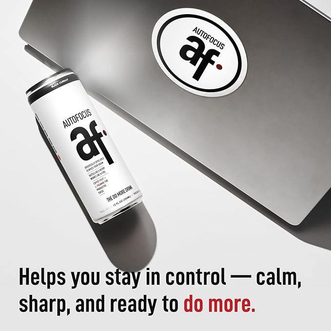 AUTOFOCUS Functional Energy Drink - Natural Focus Drink with Coffee Fruit &amp L-Theanine - Clean Caffeine Brain Booster - No Added Sugar. Productivity Energy Drink for Work &amp Study - Black Curra