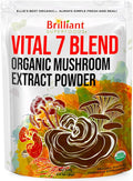 Ellie's Best 7 Mushroom Powder Extract Organic Blend - Reishi Lion's Mane Chaga Turkey Tail Cordyceps Maitake &amp Shiitake - Double Extracted - Pure No Fillers - 8oz / 228 1g Servings……