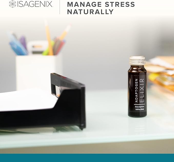 Isagenix Adaptogen Elixir - Liquid Supplement for Health Support - Focus &amp Sleep Support Supplement - Unique Botanical Blend to Support a Healthy Immune System - 1.59 Oz Bottles (10 Count)