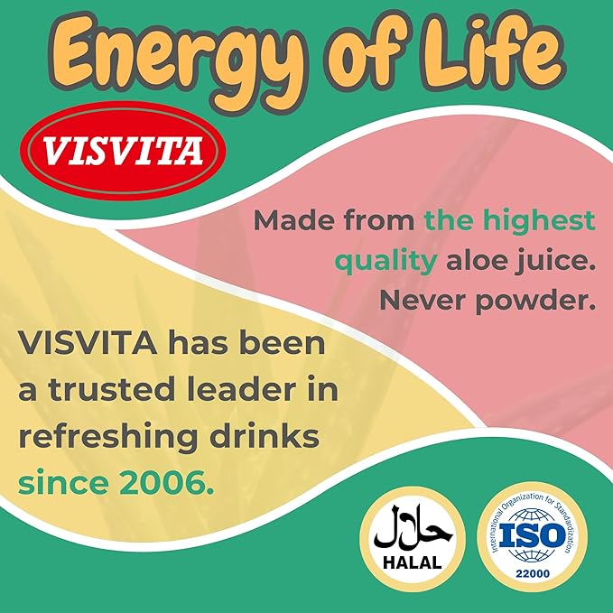VISVITA Aloe Vera Juice with Real Pulp Variety Pack | Digestive Health Hydration &amp Energy Boost | No Artificial Colors 16.9 oz Original (5) Mango (5) Pineapple (5) Pomegranate (5) (Pack of
