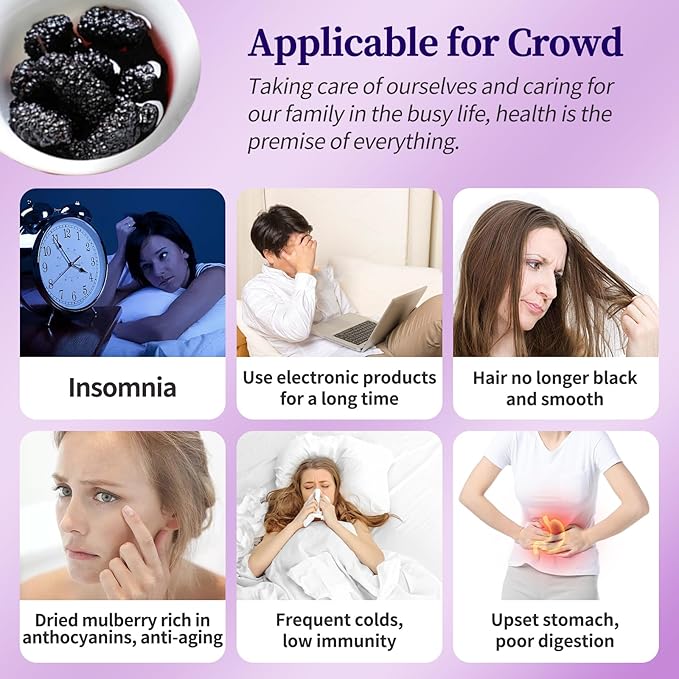 Premium Dried Black Mulberries Dried Mulberries Black Mulberry Tea Herbal Tea No Sugar Added &amp No Additives Dried Fruit Snack 黑桑椹干 桑葚 280g/10oz