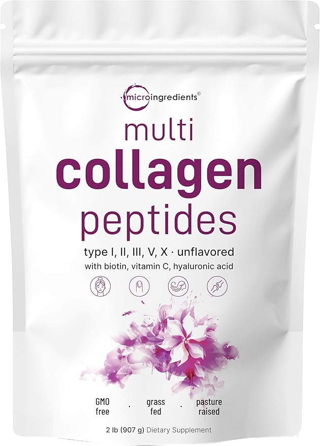 Micro Ingredients Multi Collagen Protein Powder 2lbs &amp Myo &amp D-Chiro Inositol Powder Bundle 2 Pack | Grass-Fed Collagen Peptides | Inositol Supplement for Women