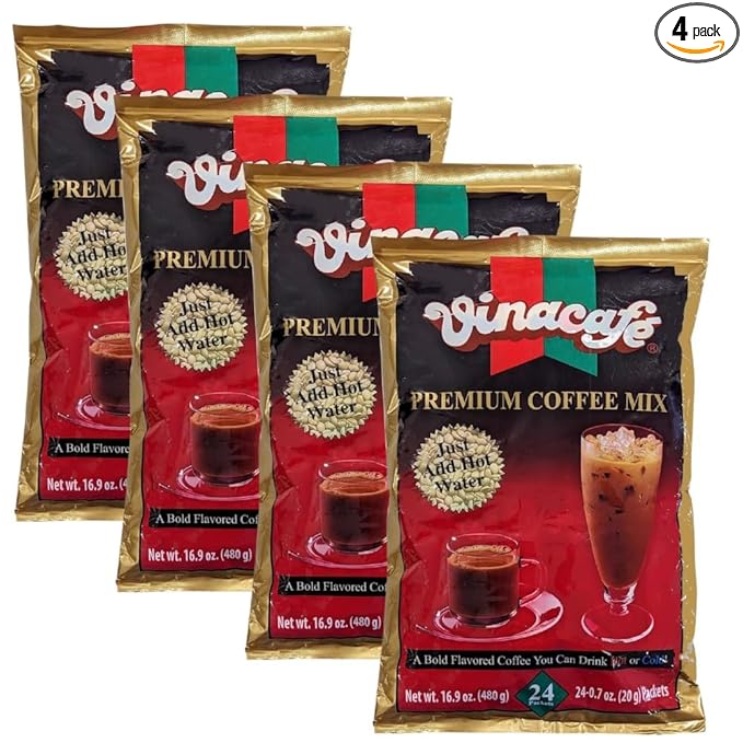 Premium 3 in 1 Instant Coffee Mix New &amp Improved Version Unique Blend of Both Arabica &amp Robusta Coffee Beans 96 Count Packets (4 Bags)