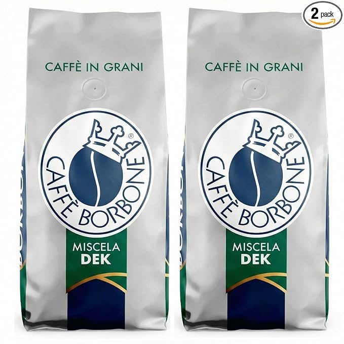 Caffè Borbone Whole Bean Coffee Medium-Dark Roast DEK Blend Decaffeinated Italian Coffee 2.2 lb Bag (Pack of 2)