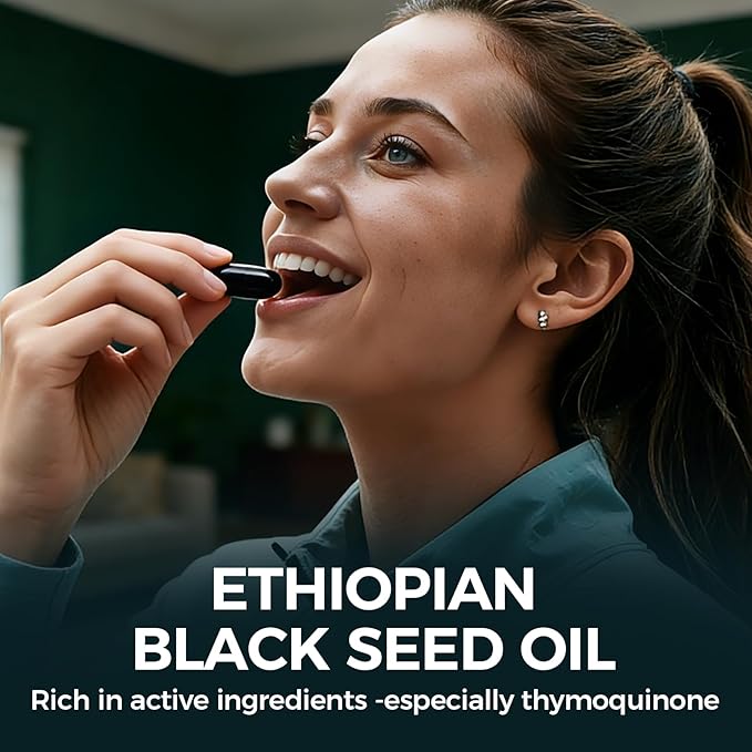PURELYNUTRIENT Ethiopian Black Seed Oil Capsules with 4.64% Thymoquinone Immune Support &amp Digestion &amp Energy Booster Non-GMO Gluten-Free 120 Count