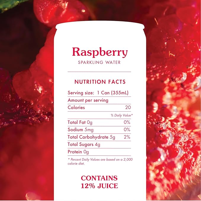 Sovány Sparkling Water Raspberry Seltzer Water Drinks USDA Organic Made With Real Fruit Non-GMO Vegan No Added Sugar Low Calorie 12 fl oz 12 Pack