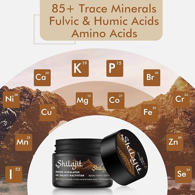 Hima Shilajatu Shilajit Purest Himalayan Organic Shilajit Resin - Gold Grade 100% Purity Shilajit with Fulvic Acid &amp 85+ Trace Minerals Complex for Energy &amp Immune Support 30 Grams (2 Months