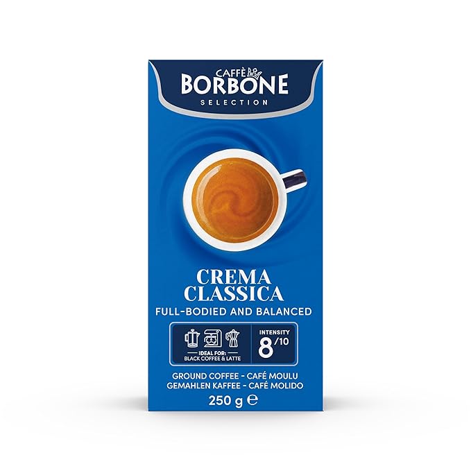 Caffè Borbone Ground Coffee Crema Classica Premium Coffee Blend Full-Bodied Balanced Creamy and Smooth Taste Made in Italy - 8.8 ounce (Pack of 4)