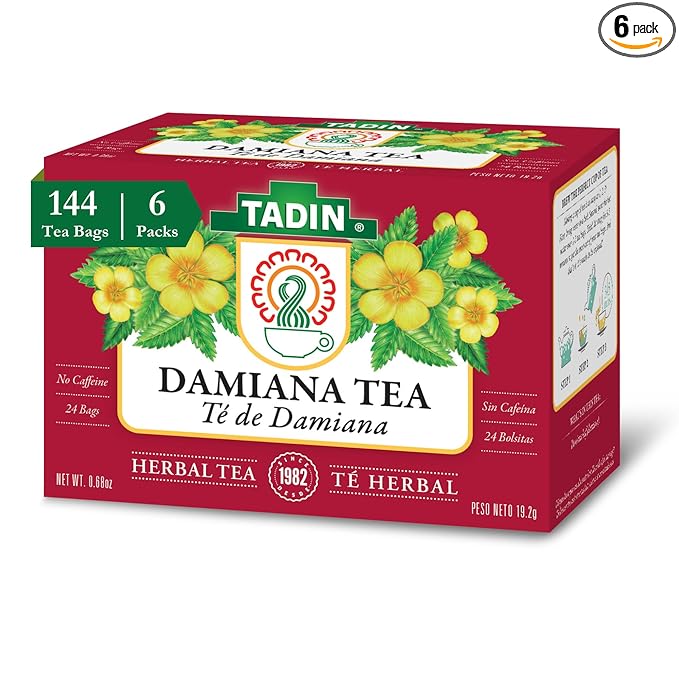 Tadin Damiana Tea Herbal Tea Caffeine Free 24 Tea Bags Per Box Pack of 6