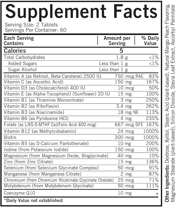 Kirkman - Children's Multivitamin &amp Mineral - 120 Capsules - with 5-MTHF - Potent Broad Spectrum Vitamin/Mineral Supplement - Hypoallergenic