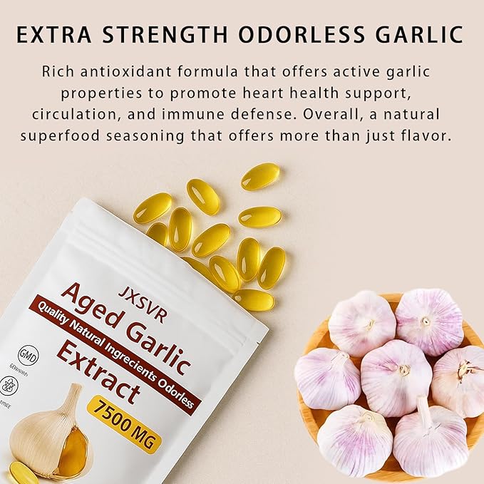 Aged Garlic Extract 300 Softgels 7500mg Odorless | Heart &amp Immune Antioxidant Supplements Vegetarian All-Natural Non-GMO (1)