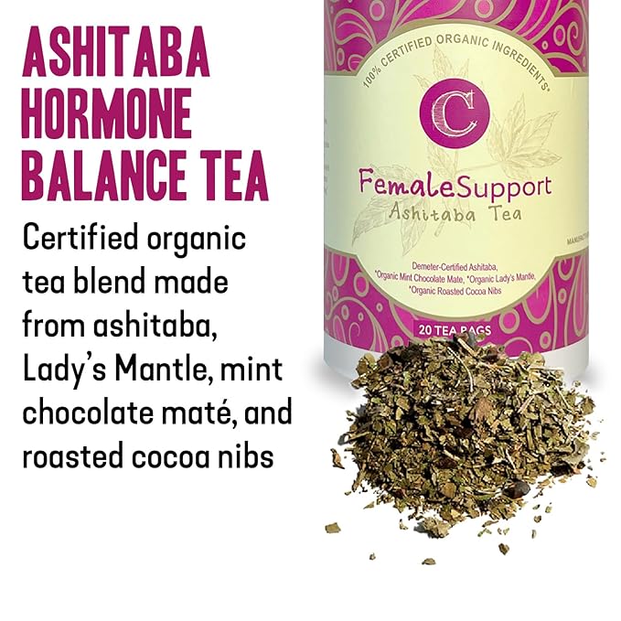 Dr. Cowan’s Garden Organic Ashitaba Tea - 20 Teabags - Female Support Hormone Balance - Supports Periods &amp PMS Healthy Cycle Tea with Mint Chocolate Maté Lady’s Mantle &amp Ashitaba Herbs Grow