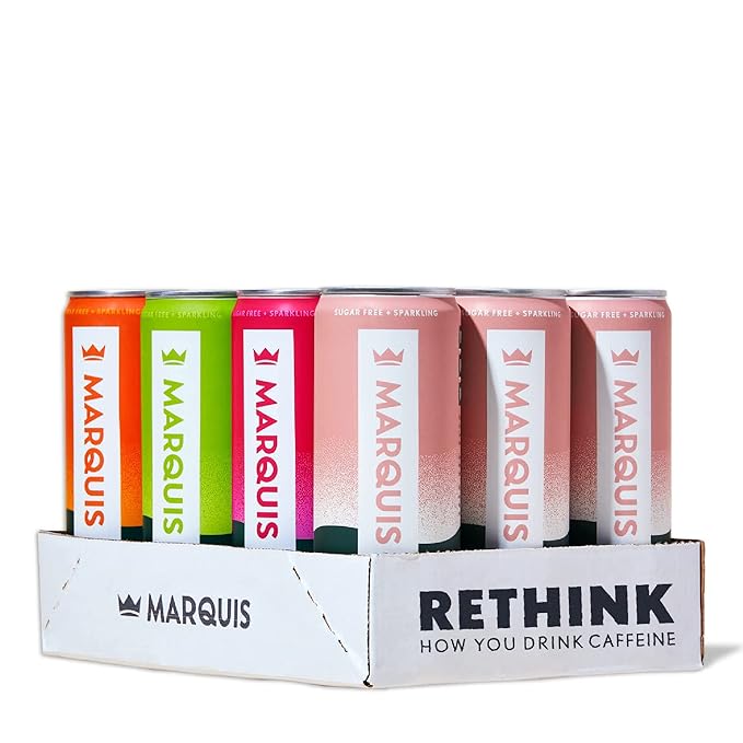 Marquis - Natural Energy Drink - Original Variety + Super Berry - Sugar Free - 0 Calories - 100mg of Organic Plant Based Caffeine - Yerba Mate - Green Tea - Vitamin C &amp B Vitamins - Vegan - 24 Pac