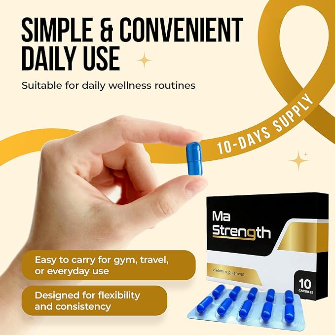 Sports Nutrition Supplement for Men | Daily Energy &amp Support for Active Lifestyles | Botanical Formula with Horny Goat Weed Tongkat Ali Panax Ginseng &amp Maca Root | Travel-Friendly 10 Pack
