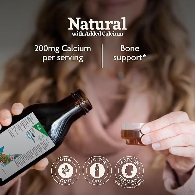 Floradix Calcium Liquid Supplement - Supports Strong Bones &amp Teeth - Calcium Gluconate &amp Lactate - Gentle to Digest &amp Easily Absorbed - Vegan Non-GMO - 8.5 fl oz