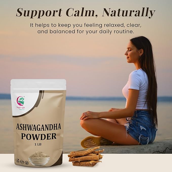 Ashwagandha Powder 1 LB 100% Natural &amp Pure Ashwagandha Root Powder Finely Grounded for Teas Smoothies &amp Recipes Resealable Bag for Freshness - By Yogi’s Gift®
