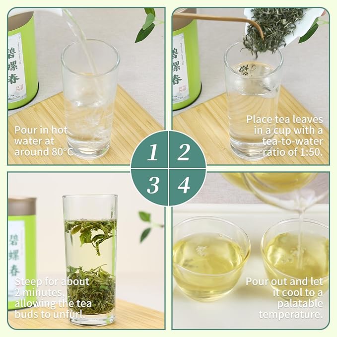 CHADUO Bi Luo Chun Tea Chinese Green Tea Loose Leaf New Tea Biluochun Green Tea From Dongting Mountain Supreme Grade Pi Luo Chun Fresh Flower &amp Fruit Notes 120g/4.23oz 碧螺春 绿茶 中国绿茶