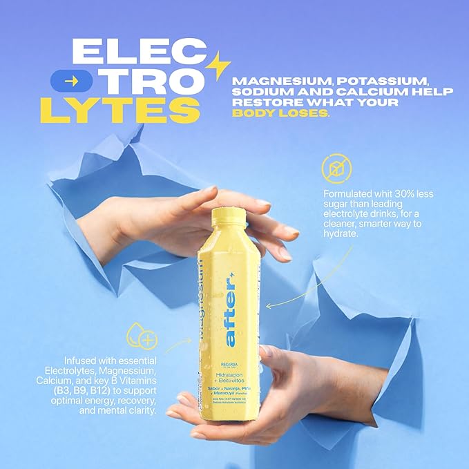 AFTER Electrolyte Drink Orange Pineapple Passionfruit Flavor Electrolytes Hydration Drink 12 Pack 16.9 fl oz Bottles