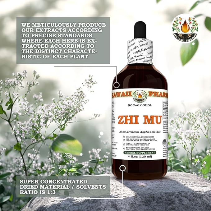 Zhi Mu (Anemarrhena Asphodeloides) Dry Root Glycerite All Natural Vegan Lab Tested Alcohol-Free Liquid Extract - 4 fl.oz