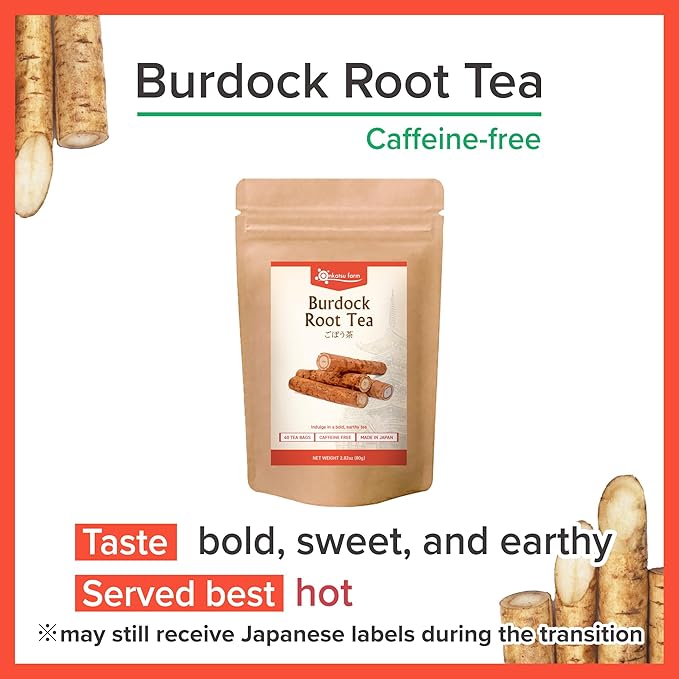 Onkatsu Farm Burdock Root Premium Japanese Tea Bags Bold Earthy Flavor Hot or Iced Caffeine Free 40 Total Tea Bags