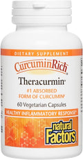 Natural Factors CurcuminRich Theracurmin - Antioxidant Support Supplement with Curcumin - Dietary Supplement Aids Muscle &amp - 60 Vegetarian Capsules (60 Servings)