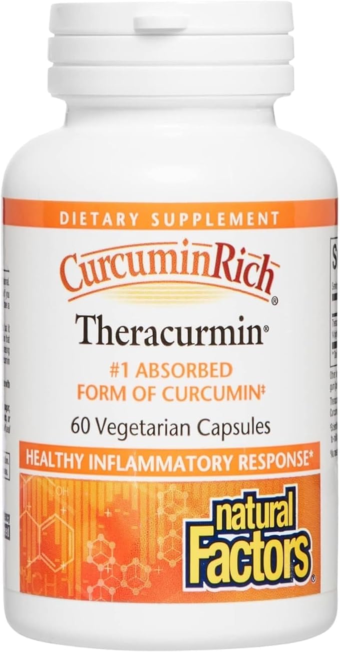 Natural Factors CurcuminRich Theracurmin - Antioxidant Support Supplement with Curcumin - Dietary Supplement Aids Muscle &amp - 60 Vegetarian Capsules (60 Servings)