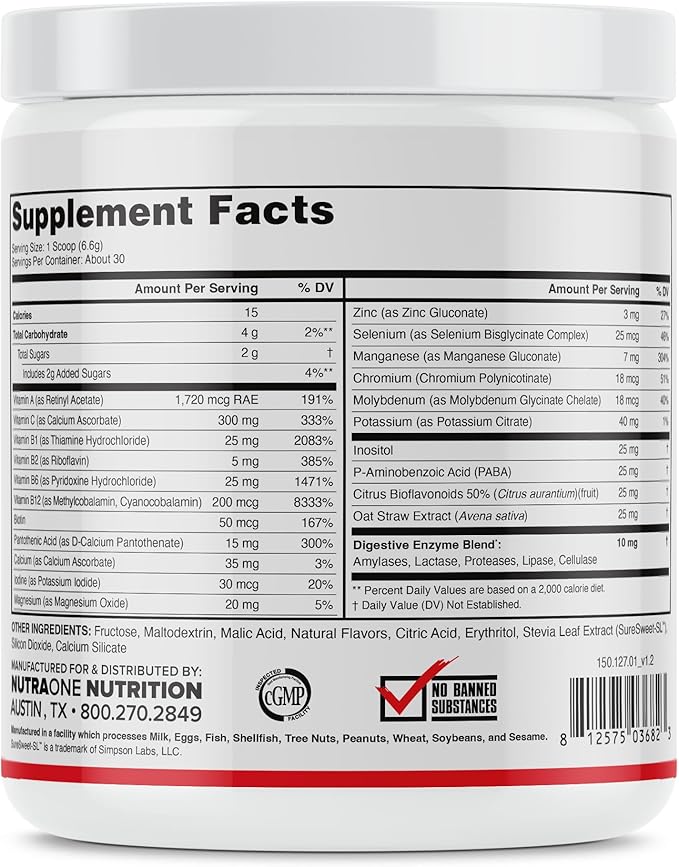 NutraOne Vitality Vitamin Powder Powdered Vitamin and Mineral Supplement (Fruit Punch - 30 Servings)