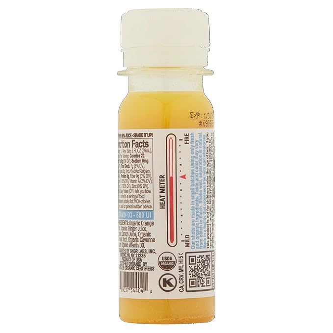 +GNGR Vitamin D Shot – Organic Cold-Pressed Ginger shot with Turmeric Pineapple Passion Fruit Juice. Wellness shot with Vegan Vitamin D3 for Joint Bone and Immune Support. 2 fl oz (Pack of 12)