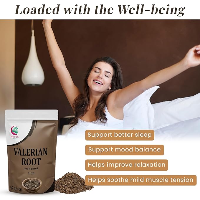Valerian Root 1 LB Cut &amp Sifted 100% Natural &amp Pure for Tea &amp Herbal Blends Naturally Strong Aroma Resealable Bag for Freshness - By Yogi’s Gift®