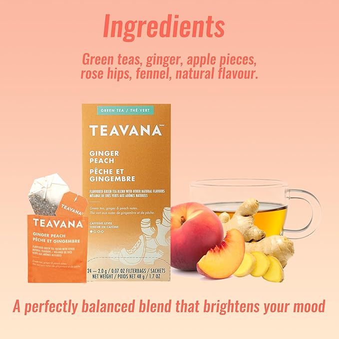 AYD Goods Medicine Ball Cold Buster Recipe 48 teabags of Ginger Peach and Harmonic Mint Includes 10 Counts of AYD Goods US Grade A Honey Sticks