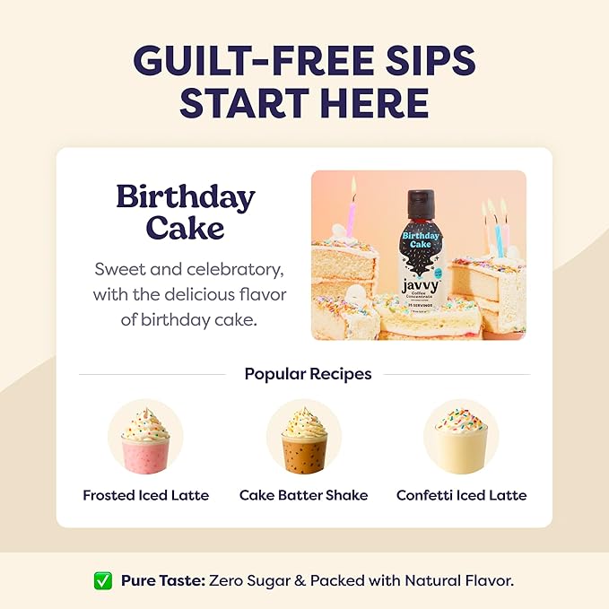 Coffee Concentrate - Limited Release Flavors - Cold Brew Coffee Perfect for Hot or Iced Instant Coffees Hot Drinks Cold Brew Concentrate 35 Servings - Birthday Cake