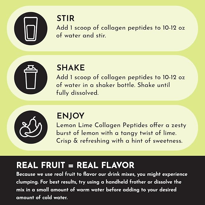 JUST INGREDIENTS Lemon Lime Collagen Peptides – 30 Servings – Supports Joint Skin Hair &amp Nail Health with Grass-Fed Hydrolyzed Collagen Types I &amp III – Refreshing Lemon Lime Flavor