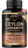 Ceylon Cinnamon Capsules - Extra Strength - Energy Heart &amp Metabolism Support - for Men &amp Women - Pure Natural Extract 20:1 Supplement - Made in USA - GMO &amp Gluten Free 120 Capsules 4 M