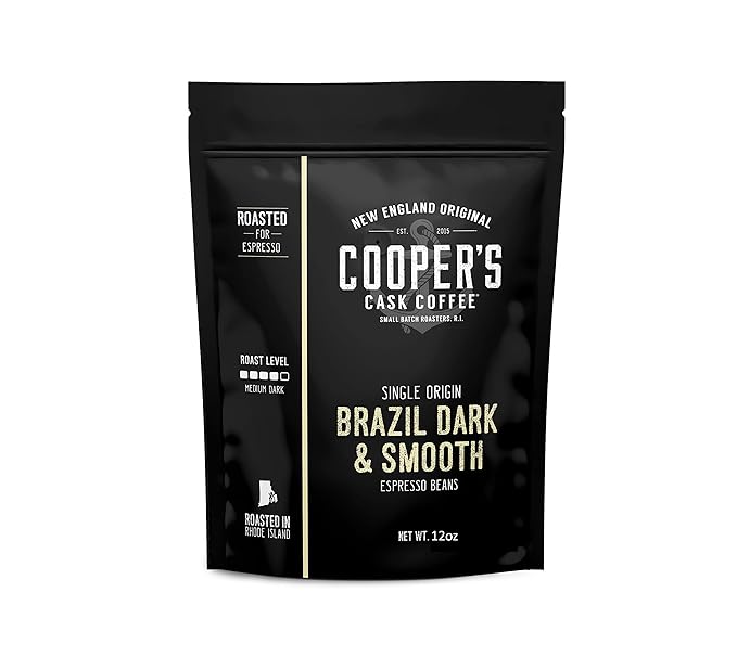 Espresso Ground Coffee Beans | Brazilian Strong Smooth &amp Creamy Medium Dark Roast Single Origin Coffee 12 oz Bag By The Master Roasters Of Cooper's Cask Coffee Coffee