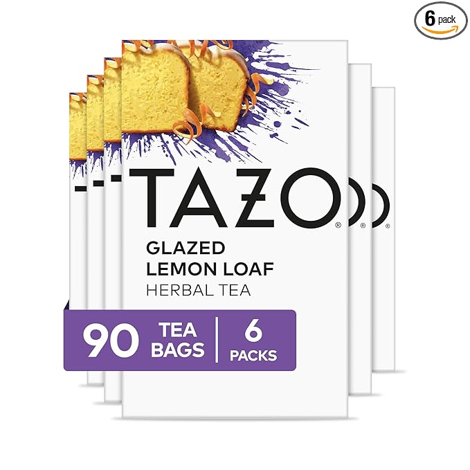 TAZO Dessert Delights Glazed Lemon Loaf Herbal Tea Bags Aromatic Blend Caffeine-Free 90 Total Tea Bags (15ct - Pack of 6)