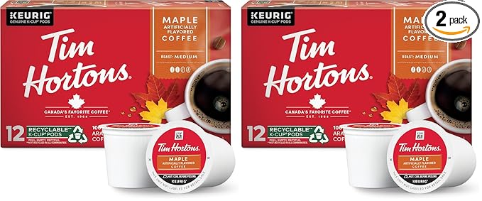 Tim Hortons Maple Flavored Coffee-Serve K-Cup Pods Compatible with Keurig BrewersRed12 Count (Pack of 2)
