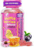 Squiggles Sniffle Berries Elderberry Gummies with Bee Propolis &amp Echinacea Kids Immune Booster Propolis Gummies for Health Toddler Vitamins for Immune Support Tasty Chewy Gummy (100 Count)