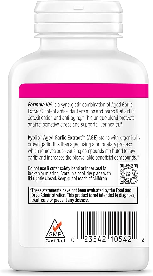 Kyolic Aged Garlic Extract Formula 105 Detox &amp Anti-Aging* 200 Capsules