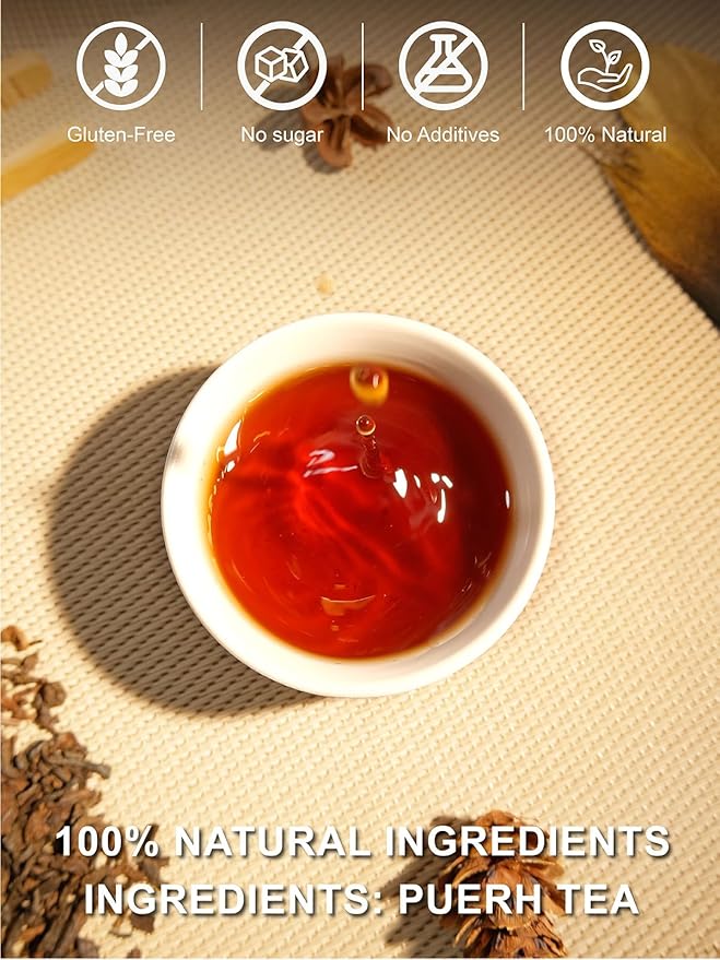 TeeLux Decaf Pu erh Tea Loose Leaf Naturally Aged Yunnan Decaffeinated Ripe Pu erh Tea Smooth &amp Mellow Flavor 16oz