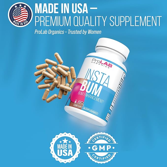 InstaBum Bum Enhancement Pills – Lift Shape and Fill Glutes – Fast Growth for Bigger Butt and HIPS – No Gummies. Visible Results in 1-2 Weeks