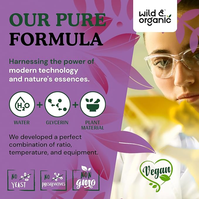 Wild &amp Organic Echinacea Tincture - Immune Support Drops with Liquid Echinacea Root Extract - Angustifolia Supplements - Vegan Sugar &amp Alcohol-Free - 2 fl oz