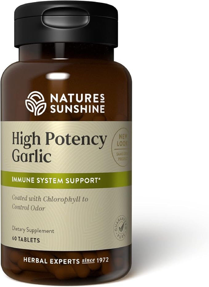 Nature's Sunshine High Potency Garlic 60 Tablets | Supports the Immune System and Contains a Unique Coating to Help Control the Odor