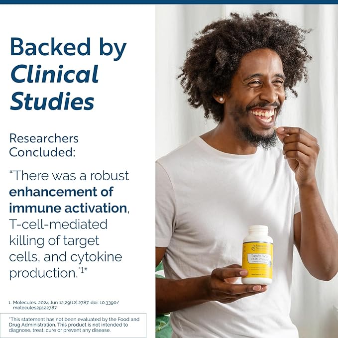 Transfer Factor Multi-Immune Support Supplement - Clinically Researched Immune Support Formula with Colostrum Mushrooms Green Tea and IP-6 - Promotes Healthy NK Cell &amp T-Cell Function 90 Capsu