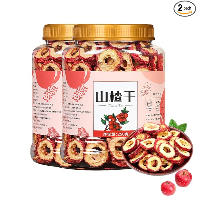 2 Bottles Dried Hawthorn BerriesHawthorn SlicesHollow Round Fresh HawthornsPure Natural Hawthorns Tea for Tea and Snacking - 500g/1.1lb