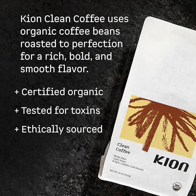 Kion Clean Coffee - Organic Whole Bean Coffee - Light Roast - 12 Oz