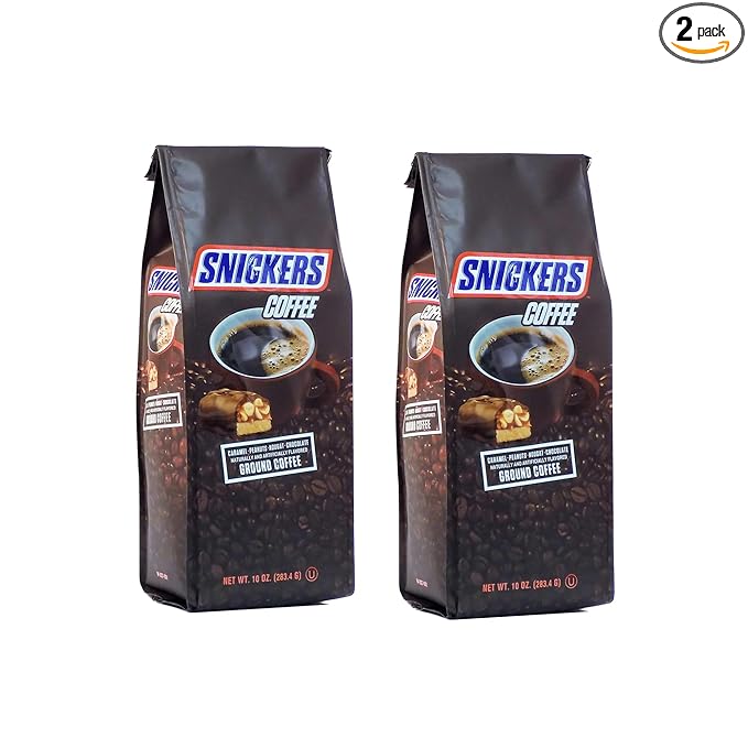 Ground Coffee Medium Roast 10oz Bags 2-Pack (Caramel Peanut Chocolate)