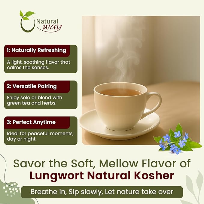 Natural Way Lungwort Herb Powder (Pulmonaria Officinalis) - Fresh &amp Pure Herbal Tea | Natural Kosher Certified | Raw Vegan Non GMO &amp Gluten Free | Origin - Albania (8 Ounce Pack)