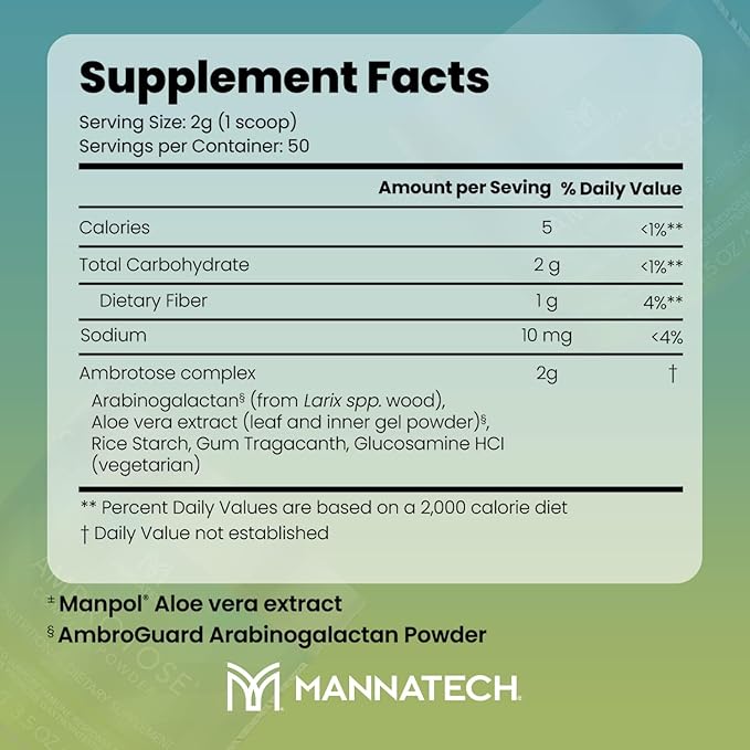 Mannatech Ambrotose Complex Immune Support Supplement Supports Cell-to-Cell Communication and a Healthy Immune Defense with Manapol Powder - 100% Aloe Vera Supplement 25 Days Supply