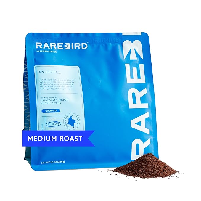 Rarebird Px Coffee – Award Winning Specialty Coffee with Paraxanthine | Caffeine Alternative for Clean Energy Focus Sleep &amp Metabolism Support | Low Acid | 100% Single-Origin Arabica Decaf | Me