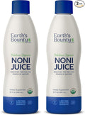 Earth's Bounty Tahitian Organic Noni Juice - 32 fl.oz - 100% Pure Natural Immune &amp Joint Support - Organic Kosher Noni Juice - No Additives (Pack of 2)